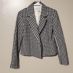 Rachel Zoe Blaze‎ Short Longsleeve Plaid Black/White Womens Size Medium